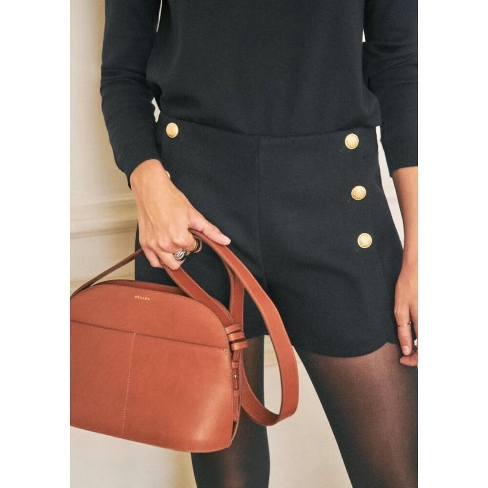 NWT Sezane Paula Short in Marine Navy Blue Wool Blend Shorts 42 / 10